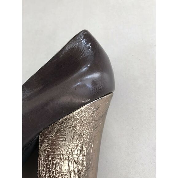 BCBGMaxAzria Javana Patent Leather Metallic Foil Block Heels FLAWS - Picture 10 of 12